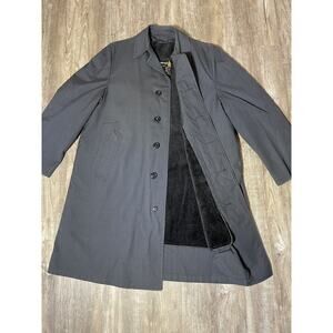 London Fog Mens Maincoats Trench Removable Lining Grey Black Plaid 40R Alpaca